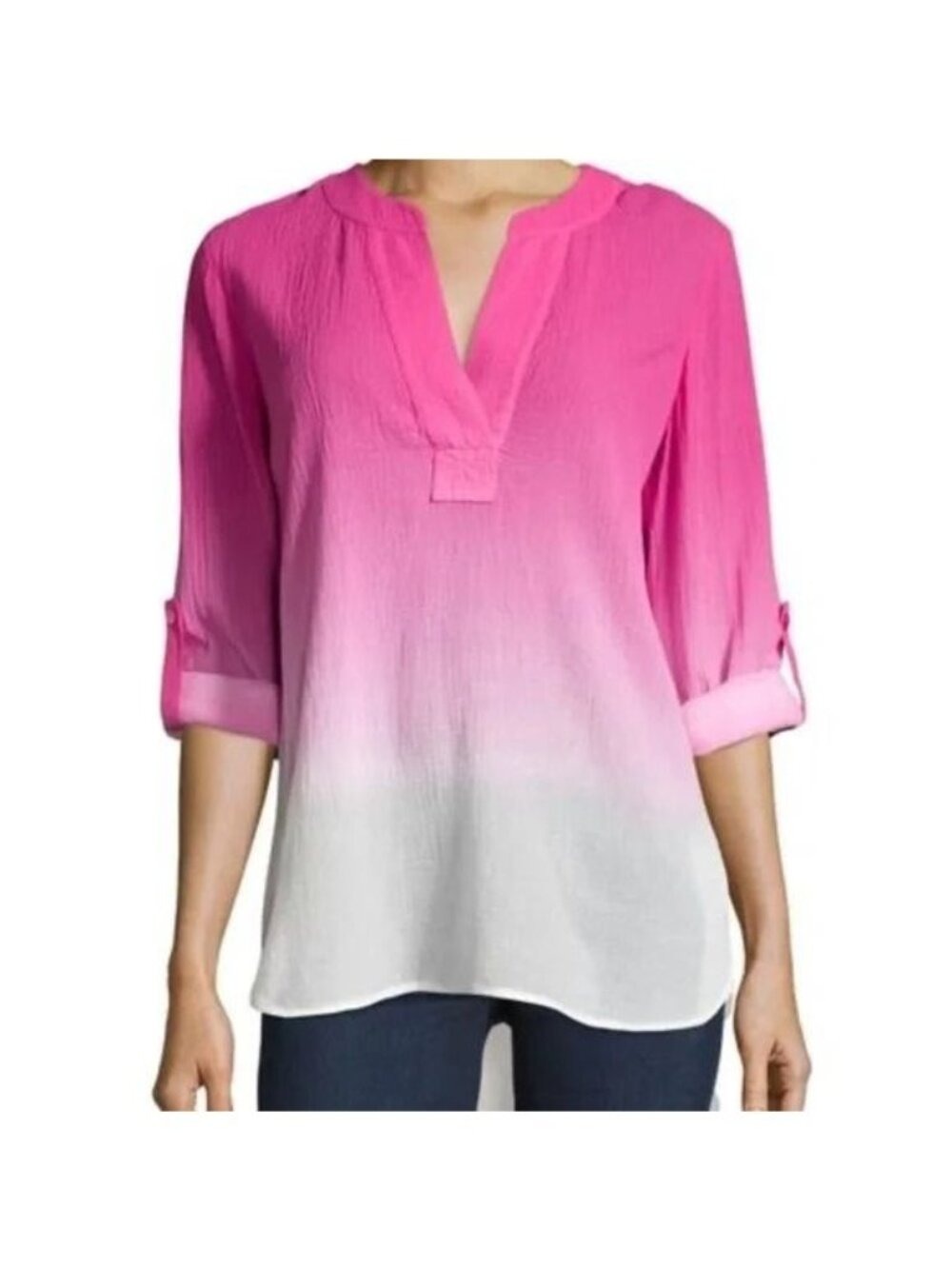Diane Von Furstenberg DVF Esti Pink Ombre Popover Tunic size 4